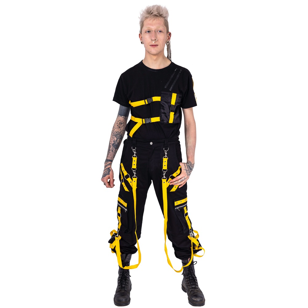 Poizen Industries - VORTEX Pantalon large - Noir/Jaune